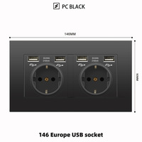 Prise murale de luxe standard UE 16A, prise allemande avec charge rapide USB Type-C, panneau 86*86mm pour projets hôteliers modernes