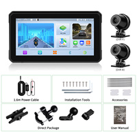 Podofo Android 4+64G 6 pouces Écran portable pour moto Carplay sans fil & Android Auto BT DVR IP68 Étanche IPS Stéréo