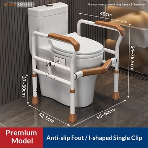 Barre d'appui <span class=keywords><strong>de</strong></span> toilette moderne <span class=keywords><strong>pour</strong></span> personnes âgées, réglable, sans perçage, capacité 150 kg, aide à se lever - Product Image 6
