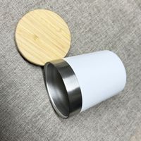 Thermos à double paroi en acier inoxydable, tasse à café de voyage de 300 ml avec couvercle en bambou