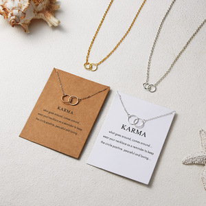 De moda <span class=keywords><strong>Karma</strong></span> collar buena suerte anillos círculo colgante collares con tarjeta de mensaje - Product Image 2