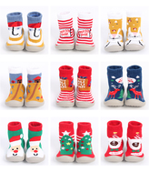Chaussons-chaussettes tricotés pour bébé, motif paysage hivernal, semelle souple et flexible en TPE antidérapante, pour l'hiver et les fêtes, vente en gros