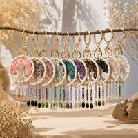 Porte-clés attrape-rêves Arbre de Vie en éclats de cristal naturel, avec pompon et perles, breloque de sac, pendentif, cadeau bijou