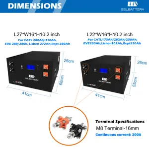 กล่องแบตเตอรี่280ah LiFePO4 48V 51.2V พร้อม BMS กล่องแบตเตอรี่บลูทูธและ200ah 302ah 230ah 485แบบ DIY สำหรับเก็บพลังงาน