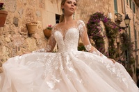 Robe de mariée de luxe à manches longues en dentelle de Suzhou 2020