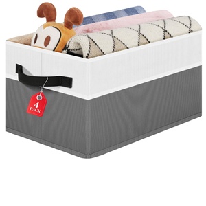 Grands paniers de rangement pour étagères, paniers décoratifs pliables, organiseurs de placard en tissu et bacs de rangement avec poignées - Product Image 1