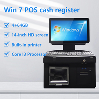 Sistema POS Todo en Uno con Pantalla Táctil Dual Inteligente de 14 Pulgadas, Intel I3, Pago NFC, Windows/Android, 4GB+64GB, Wi-Fi 6 para Comercio Minorista