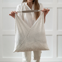 Sac de courses réutilisable, durable, écologique, en lin pur, à rayures, avec bandoulière, pour femmes, design personnalisé