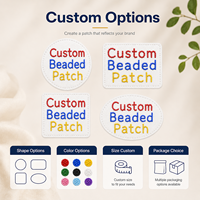 Écussons brodés personnalisés en perles, formes rondes, carrées, ovales, badges en perles de rocaille personnalisés pour vestes, vêtements, sacs, OEM ODM