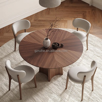 Moderner runder Tisch aus massivem Holz Esstisch und Stuhl Set Home Runder Esstisch aus Holz mit Plattenspieler