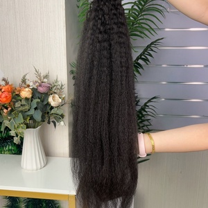 ผมต่อแบบตรงหยักศก ขายส่ง 9a ยอดนิยม น้ำหนัก 100 กรัมต่อแพ็ค ผมแท้ 100% แบบ Super Double Drawn - Product Image 4