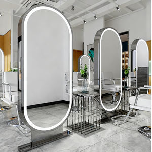 Estación de espejo de pelo de salón de peluquería dorada doble cara de pie profesional Sincoo - Product Image 3