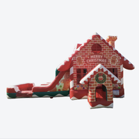 Casa Inflable Navideña Combinada - Material de PVC para Uso Comercial en Exteriores
