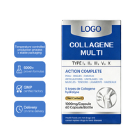 Collagène marin multi-capsules type I II III V X 1000 mg, collagène hydrolysé pour la peau, les cheveux, les ongles, les articulations, le cartilage, 60 capsules