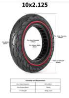Pneu de trottinette électrique NEDONG 10''x 2 1/8'', pneu tout-terrain solide 10x2.125 pour PURE AIR PRO