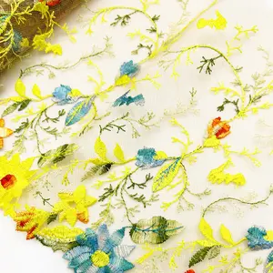 Wholesale of yellow exquisite small flower elastic knitted embroidery underwear lace accessories trim
