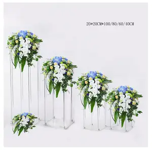 Hình chữ nhật rõ ràng Acrylic hoa đứng cho hoa đứng Hoa cơ sở đám cưới Bảng centerpieces Acrylic trung tâm đứng