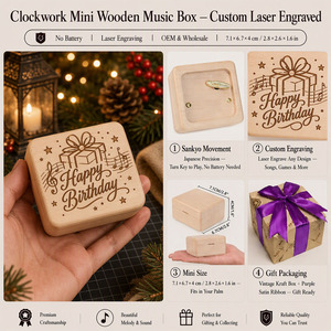 Caja Musical Personalizada de Cumpleaños, Caja Musical de Madera de Arce Sankyo con Mecanismo de Cuerda, Recuerdo Musical Grabado Personalizado, Regalo para Ella o Él, OEM - Product Image 2