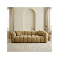 Canapé trois places en tissu Yazhi, style français, inclinable, en laine d'agneau compressée, forme carrée, couleur crème, pour salon