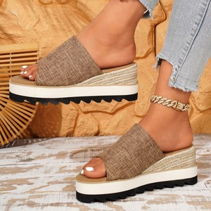Elegant Women's <strong>Wedge</strong> Platform Sandals Summer <strong>Espadrille</strong> Slippers Lightweight Hemp Rope Slides Plus Size EU 36-43 Beach Shoes - Product Image 6
