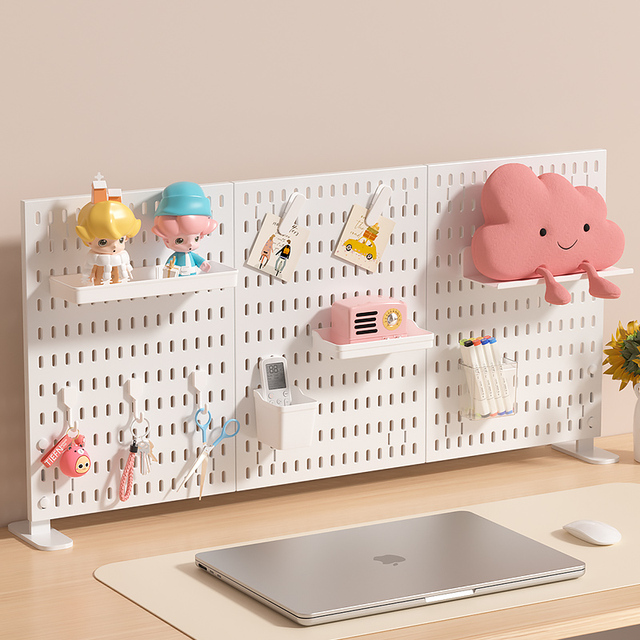 Single-Tier PP Material Plastic Desktop Organizer Space-Saving Foldable Storage Holder No-Hole Punching Feature Cabinets Shelves