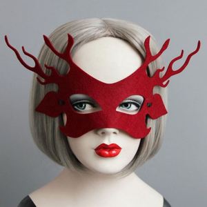 Máscara de fieltro con cuernos para mujer, de moda, para Halloween, mascarada, de cara completa, con logo personalizado, bonita, para fiesta, noche, graduación, baile, 2026, ¡Oferta Caliente! - Product Image 1