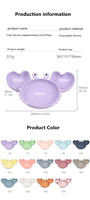 Ensemble de vaisselle en silicone en forme de crabe Animal Non-spill Rotate Children Compartment Plate Kids Dinner Tray Baby Kids Bubble