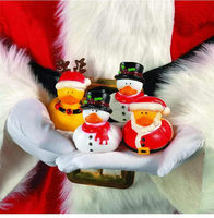 Canard en caoutchouc miniature de Noël de 5 cm, jouet de bain flottant qui couine, PVC vinyle, impression de logo personnalisée, EN71/ASTM, OEM/ODM, vente en gros