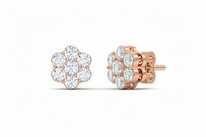 Boucles d'oreilles clous rondes classiques en diamant de haute qualité pour femmes, bijoux fins d'inspiration florale, design classique, élégance moderne - Product Image 4