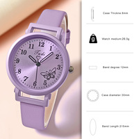 Nouvelle montre à Quartz de mode pour femmes élégant motif papillon mignon cadran Sunburst boîtier en alliage cadran en verre pour les étudiants en Stock