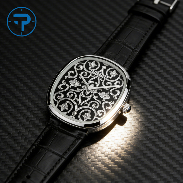 Customized Logo Men's Quartz Watch with Alloy & Leather Strap Fashionable Personalized Design Unique Dial Wrist Watch Men