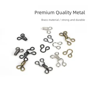 Custom Zinc Alloy 14mm Gold Silver Hook And Eye Closure Combine Collar Hooks Eye