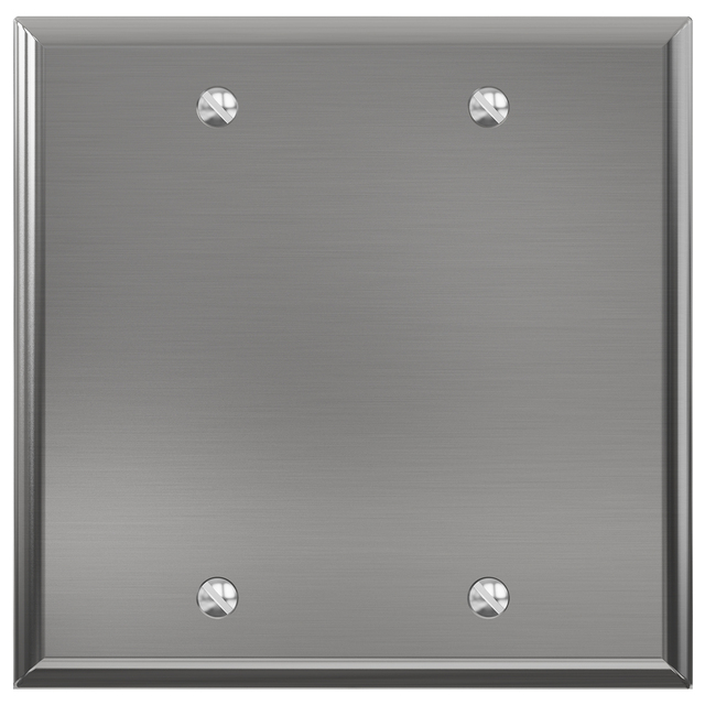 ELEGRP 2-Gang Blank Device Stainless Steel Wall Plate, Metal Blank Outlet Cover, Wallplate for Unused Electrical Boxes