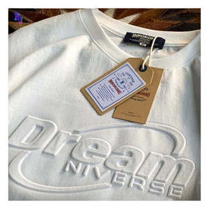 T-shirt da uomo in cotone di alta qualità con logo in rilievo, personalizzabile con stampa 3D, taglia USA, design in rilievo. - Product Image 1