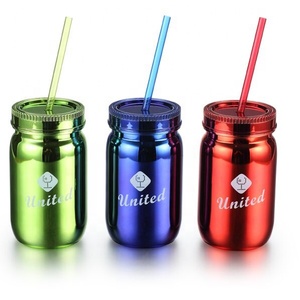 Jarra de Plástico Redonda de 16 oz con Pajita, Tipo Mason Jar, Suministro de Fábrica, Económica - Product Image 5