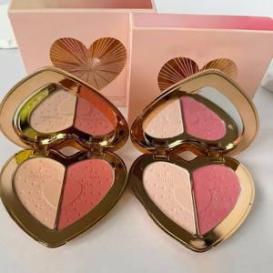 Palette de fard à joues bicolore 13g en gros, poudre de blush en forme de cœur, pêche et rose - Product Image 3