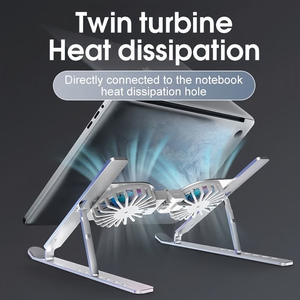Double Cooling Fan Multi Function Folding Laptop <b>Holder</b> Stand <b>Tablet</b> PC Vacuum Magnetic Aluminum Alloy Bracket Desktop Notebook - Product Image 3