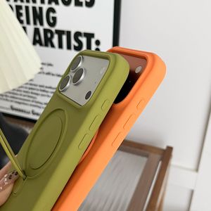 เคสซิลิโคนเหลวพร้อมขาตั้งวงแหวนแม่เหล็กสำหรับแอปเปิ้ล 18 โปรแม็กซ์สีทึบดีไซน์เรียบง่าย - Product Image 4