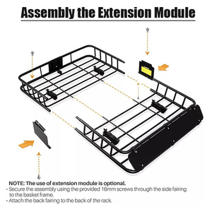 Panier de toit universel en acier de 43 pouces pour Ford Bronco, <span class=keywords><strong>porte</strong></span>-bagages de 150 lb avec déflecteur de vent pour réduction du bruit, idéal pour SUV et tout-terrain - Product Image 4