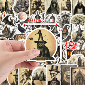 50 pièces Vintage horreur Halloween Graffiti autocollants pour ordinateur portable bagages décor mode <span class=keywords><strong>diable</strong></span> sorcière autocollant - Product Image 4