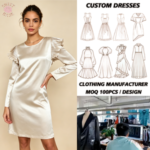 Robe Mini en Satin SWEET BABE avec Manches Volantées, Col Rond, Coupe Fourreau, Décontractée, Quotidienne, Toutes Saisons, Ajustée, Couleur Unie - Product Image 1