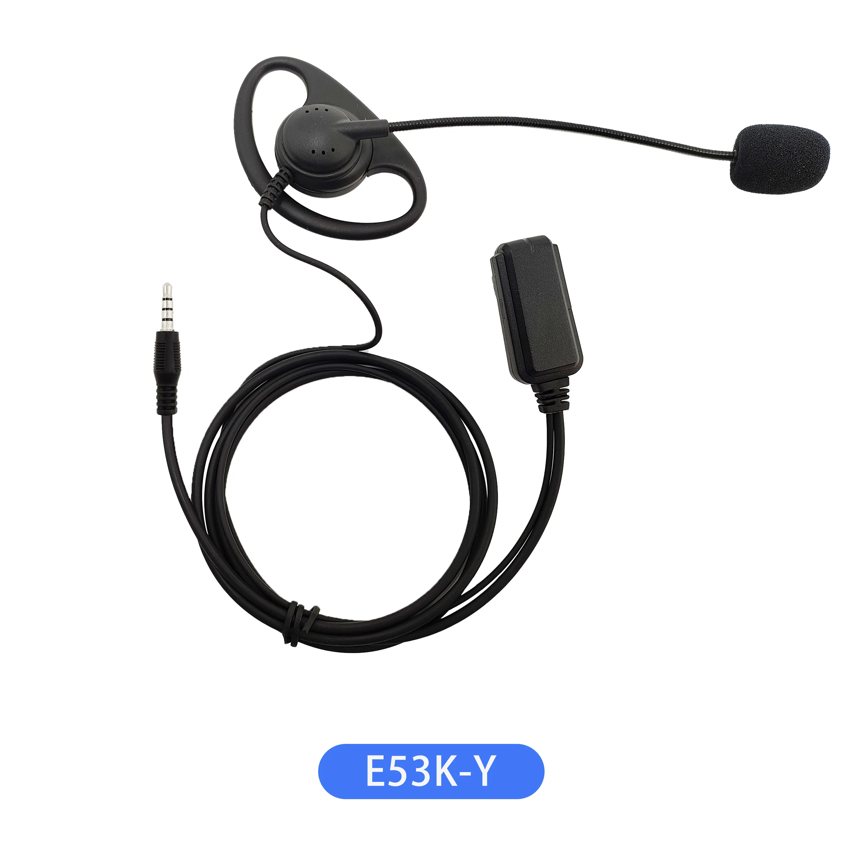 Auriculares con forma de E53K-Y D y micrófono de longitud, auricular con radio bidireccional para Icom Puxing Midland