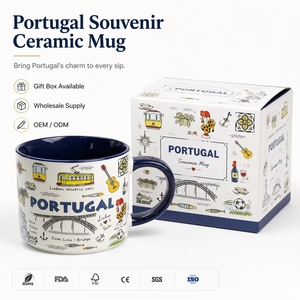 Mug souvenir en céramique de 10 oz avec les monuments de <span class=keywords><strong>Lisbonne</strong></span>, Portugal, tasse à <span class=keywords><strong>café</strong></span> en porcelaine, fabrication sur mesure, vente en gros - Product Image 1