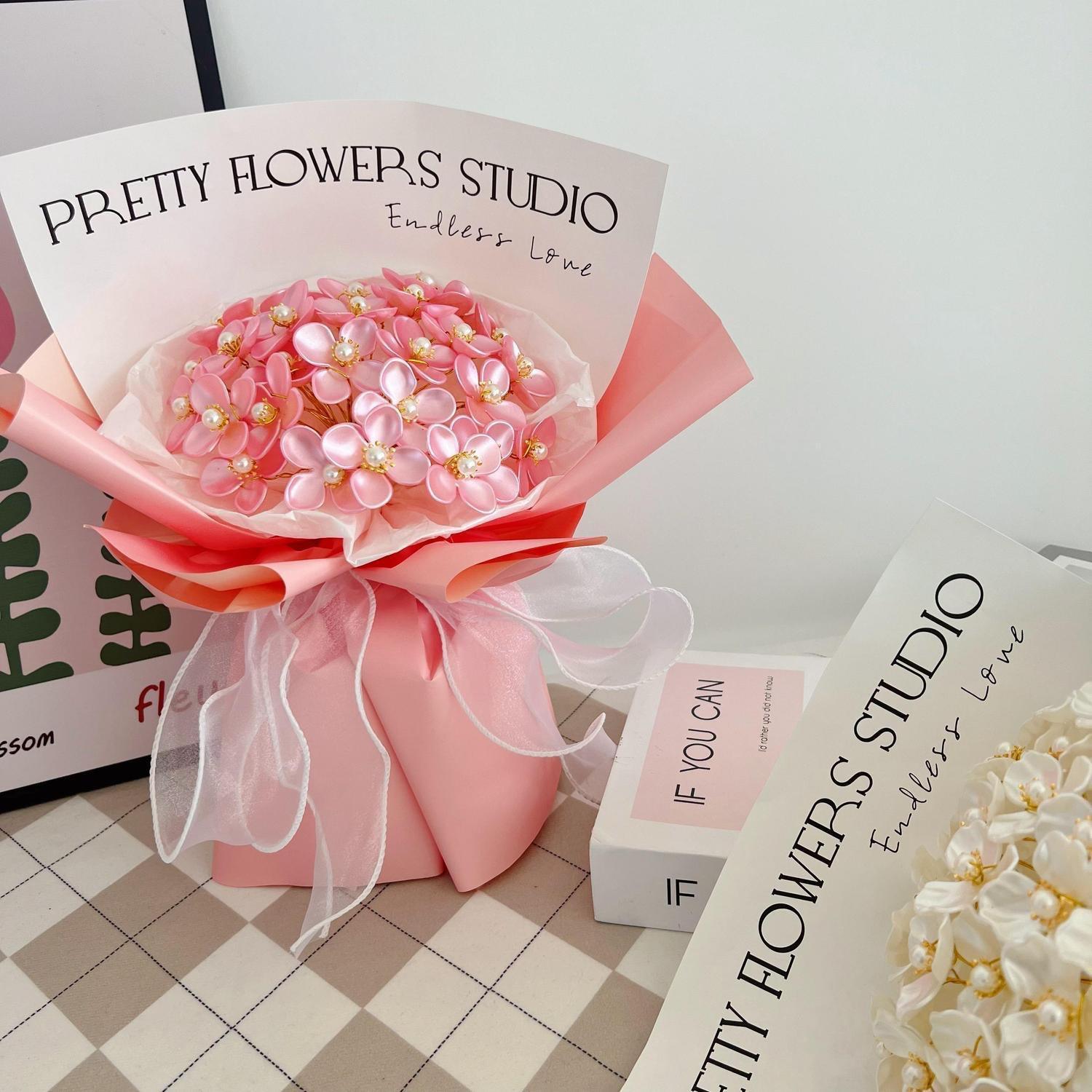 33 bouquets de perles de magnolia rose