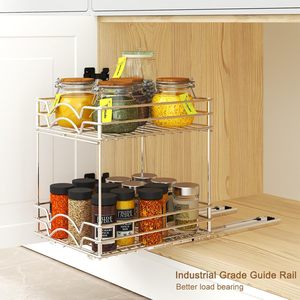 Étagère à épices multifonctionnelle robuste en fer à double niveau de 9 pouces, de type autoportant, pour rangement de cuisine domestique - Product Image 2