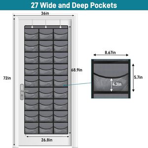 <b>Hat</b> Organizer 27 Pocket Over The Door Clear Deep Pockets For Baseball Caps Storage Closet Hanger Minimalist Design - Product Image 2