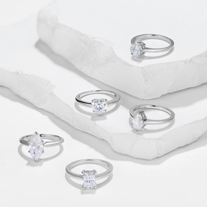 Hot Sale Frauen Silber Moissan ite Fine Jewelry Probe Verlobung Marquise Cut 1ct 2ct 3ct Moissan ite Hochzeit Fingerringe Set - Product Image 4