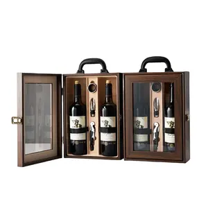 Holz Weinbox für ein perfektes Geschenk und einen tollen Eindruck, Massivholz Weinbox mit Scharnierdeckel, Holz-Geschenkbox für Wein
