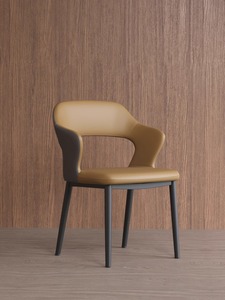 Silla de comedor barata minimalista moderna de diseño ergonómico con asiento tapizado de PU y patas de metal para muebles de comedor de hotel en casa - Product Image 3