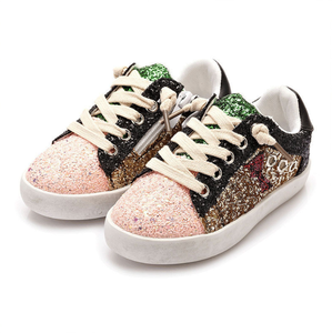 Zapatillas de lona con lentejuelas para niños, de piel auténtica, con cremallera pequeña y diseño de estrella, para primavera, para niños y niñas, estilo desgastado. - Product Image 1